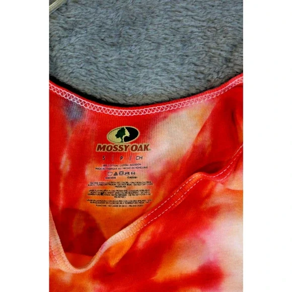 Mossy‎ Oak Tank Top Small Spiral Tie‑Dye Red Orange Artisan Hand Dyed Cotton - Picture 6 of 7